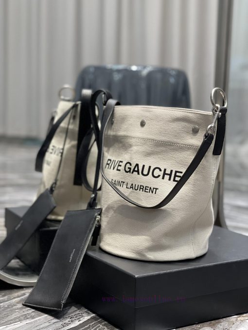 Yves Saint Laurent Bags 𝗥𝗜𝗩𝗘 𝗚𝗔𝗨𝗖𝗛𝗘The latest RIVE GAUCHE French linen bucket bag, with its simple and atmospheric d 48ghhm08 - Image 7