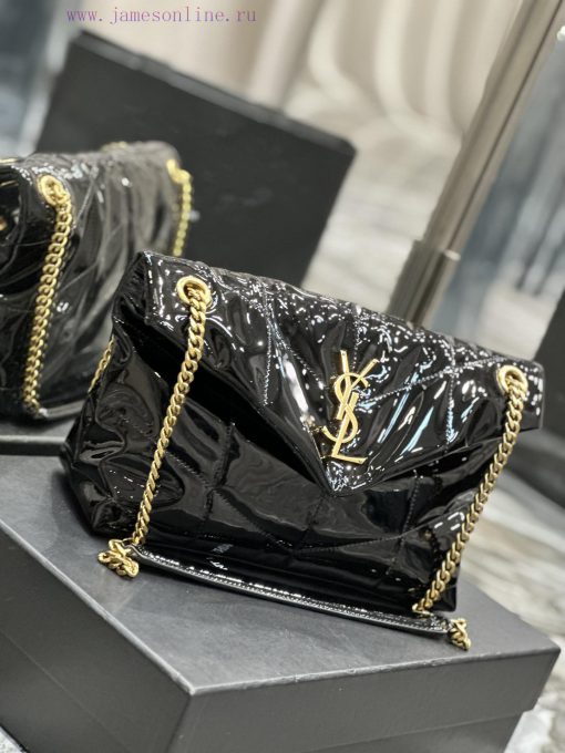 Yves Saint Laurent Bags New black gold buckle patent leatherLoulou Puffer_Quilted Chain Bag, the classic Y logo chai ehokvgwj - Image 4