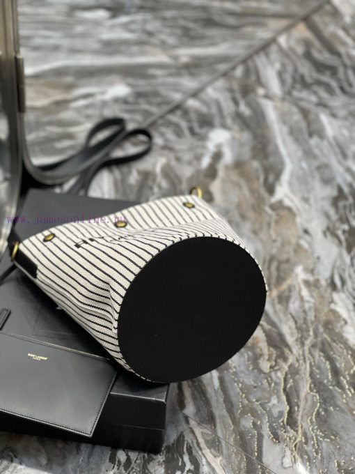 Yves Saint Laurent Bags Black and white striped style_The latest RIVE GAUCHE French linen bucket bag, with its simpl as1vjvv0 - Image 10