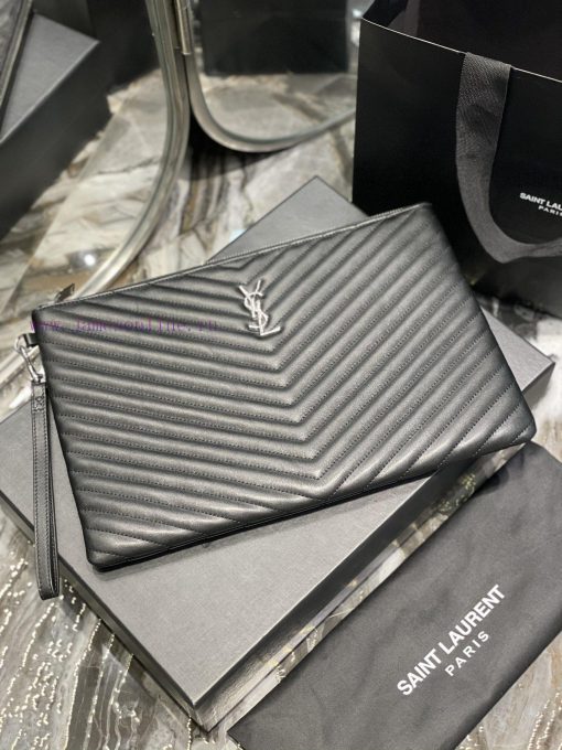 Yves Saint Laurent Bags 𝑴𝒐𝒏𝒐𝒈𝒓𝒂𝒎 Jacquard splicing file handbag, made of original calf leather satin lining, top zip op726q0q - Image 2