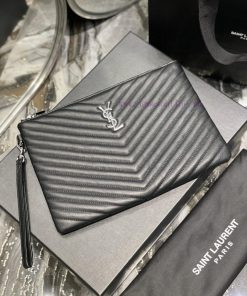Yves Saint Laurent Bags 𝑴𝒐𝒏𝒐𝒈𝒓𝒂𝒎 Jacquard splicing file handbag, made of original calf leather satin lining, top zip lw4v4sue