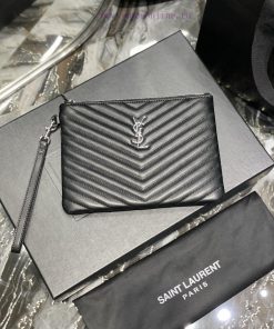 Yves Saint Laurent Bags 𝑴𝒐𝒏𝒐𝒈𝒓𝒂𝒎 Jacquard splicing file handbag, made of original calf leather satin lining, top zip 54f4aciv