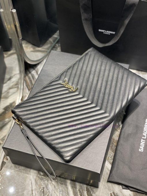 Yves Saint Laurent Bags 𝑴𝒐𝒏𝒐𝒈𝒓𝒂𝒎 Jacquard splicing file handbag, made of original calf leather satin lining, top zip 7tr0f8xc - Image 3