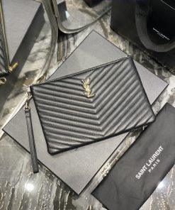 Yves Saint Laurent Bags 𝑴𝒐𝒏𝒐𝒈𝒓𝒂𝒎 Jacquard splicing file handbag, made of original calf leather satin lining, top zip 73cvq8pa