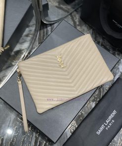 Yves Saint Laurent Bags 𝑴𝒐𝒏𝒐𝒈𝒓𝒂𝒎 Jacquard splicing file handbag, made of original calf leather satin lining, top zip 710g9agl