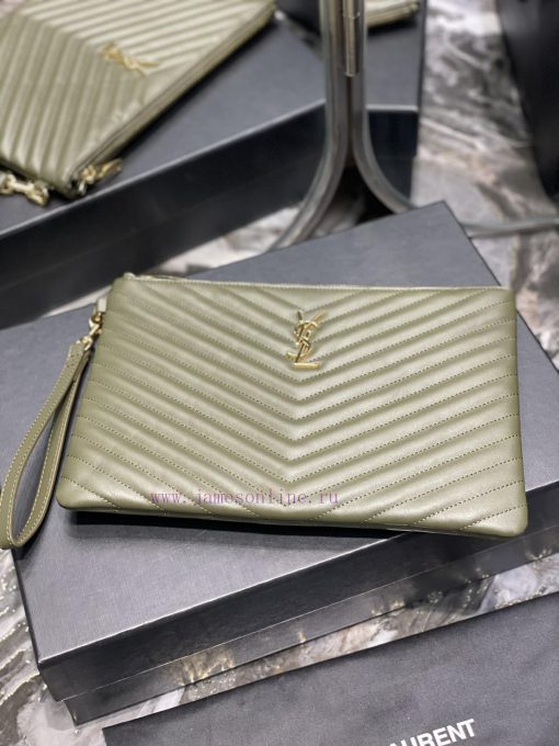 Yves Saint Laurent Bags 𝑴𝒐𝒏𝒐𝒈𝒓𝒂𝒎 Jacquard splicing file handbag, made of original calf leather satin lining, top zip gxxrgvpk - Image 4