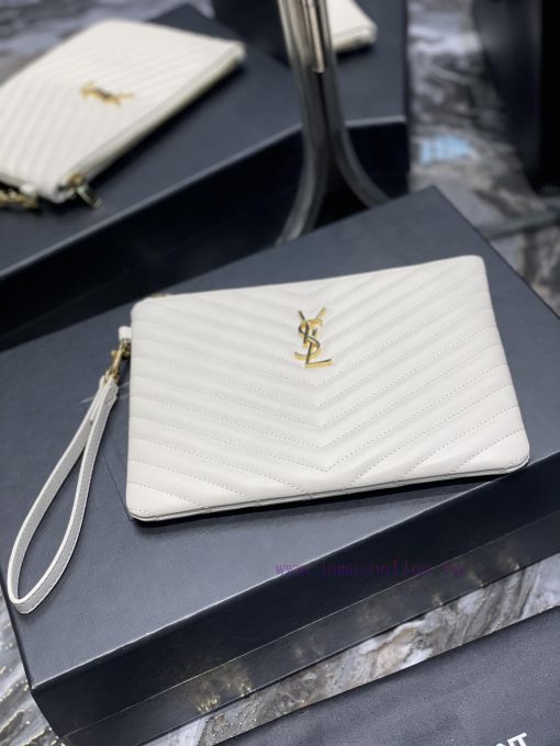 Yves Saint Laurent Bags 𝑴𝒐𝒏𝒐𝒈𝒓𝒂𝒎 Jacquard splicing file handbag, made of original calf leather satin lining, top zip pi6utbay - Image 4