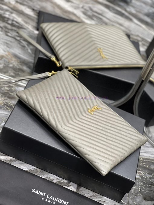 Yves Saint Laurent Bags 𝑴𝒐𝒏𝒐𝒈𝒓𝒂𝒎 Jacquard splicing file handbag, made of original calf leather satin lining, top zip kqgf95rd - Image 4