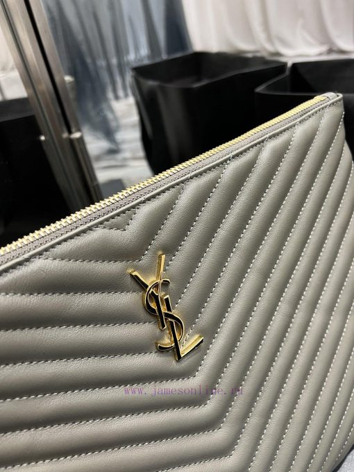 Yves Saint Laurent Bags 𝑴𝒐𝒏𝒐𝒈𝒓𝒂𝒎 Jacquard splicing file handbag, made of original calf leather satin lining, top zip kqgf95rd - Image 6