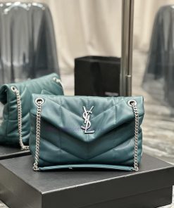 Yves Saint Laurent Bags New turquoise green with silver buckleLoulou Puffer_ Quilted lamb leather bag, made of 100% 2n54qffq