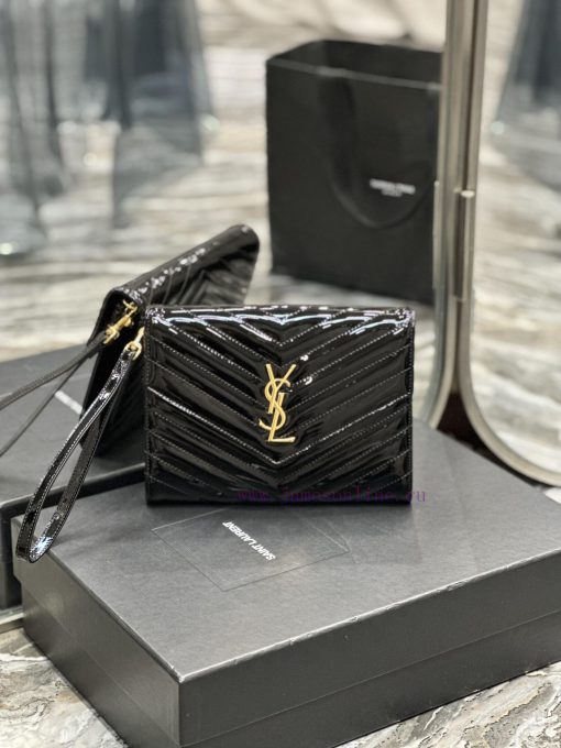Yves Saint Laurent Bags NEW new color_MONOGRAM Black patent leather handbag with detachable wrist strap, cool glossy nmk1jkc2