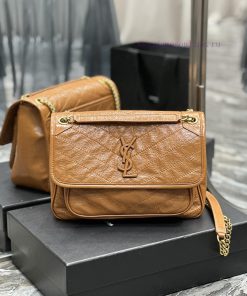 Yves Saint Laurent Bags Earth yellow gold buckle oil wax skin_Niki has been updated with a new version that is even c84obljs