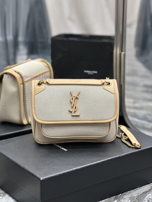 Yves Saint Laurent Bags Apricot colored cowhide paired with cotton and linen_Niki_ popular linen color matching, a h bxm5bz3h - Image 2