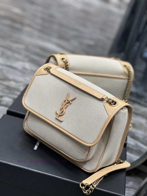 Yves Saint Laurent Bags Apricot colored cowhide paired with cotton and linenNiki_ popular linen color matching, a hi omw938up - Image 4