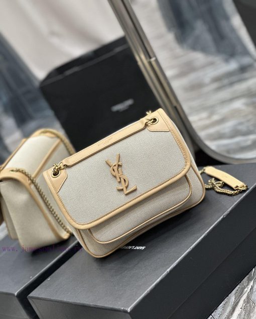 Yves Saint Laurent Bags Apricot colored cowhide paired with cotton and linen_Niki_ popular linen color matching, a h bxm5bz3h - Image 3