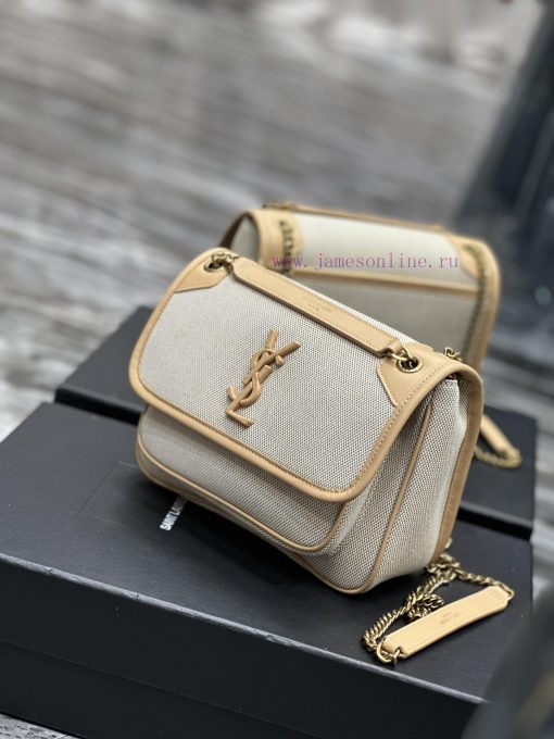 Yves Saint Laurent Bags Apricot colored cowhide paired with cotton and linen_Niki_ popular linen color matching, a h bxm5bz3h - Image 4