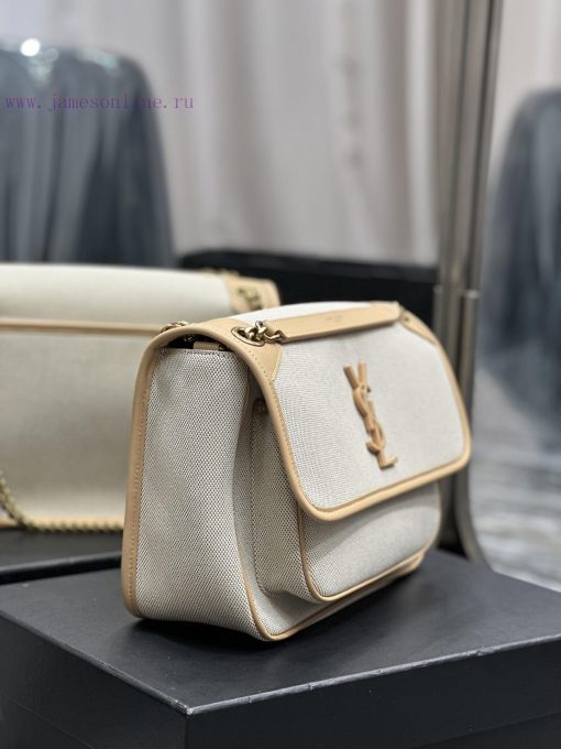 Yves Saint Laurent Bags Apricot colored cowhide paired with cotton and linenNiki_ popular linen color matching, a hi omw938up - Image 6