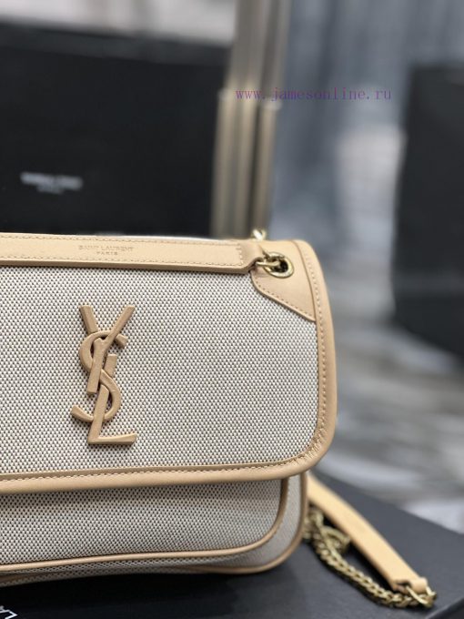 Yves Saint Laurent Bags Apricot colored cowhide paired with cotton and linen_Niki_ popular linen color matching, a h bxm5bz3h - Image 5