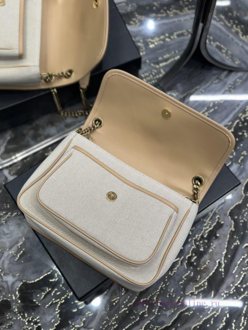 Yves Saint Laurent Bags Apricot colored cowhide paired with cotton and linenNiki_ popular linen color matching, a hi omw938up - Image 9