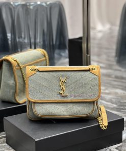 Yves Saint Laurent Bags Spring and summer denim paired with leather for a la look 🧏 ‍️Popular Niki launches new deni 8nts8zle