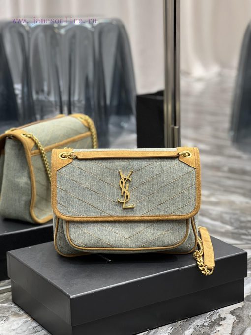 Yves Saint Laurent Bags Spring and summer denim paired with leather for a la look 🧏 ‍️Popular Niki launches new deni 8nts8zle - Image 2