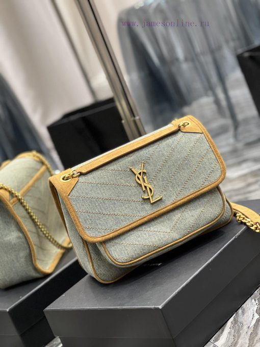 Yves Saint Laurent Bags Spring and summer denim paired with leather for a la look 🧏 ‍️Popular Niki launches new deni 8nts8zle - Image 3