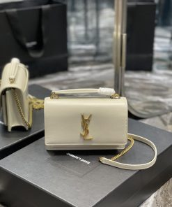 Yves Saint Laurent Bags 𝑺𝒖𝒏𝒔𝒆𝒕 𝑾𝒐𝒄 White gold buckle toothpick pattern_Here comes the new sunset bag with toothpick nur71d24