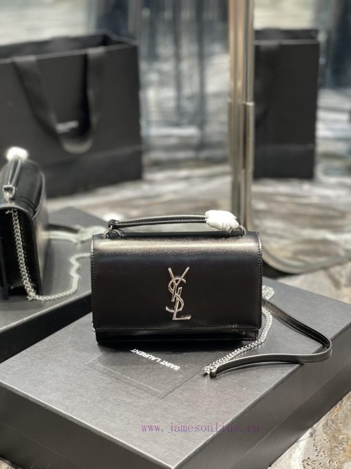 Yves Saint Laurent Bags 𝑺𝒖𝒏𝒔𝒆𝒕 𝑾𝒐𝒄 Black silver buckle toothpick pattern_Here comes the new sunset bag with toothpi 9g5tc382