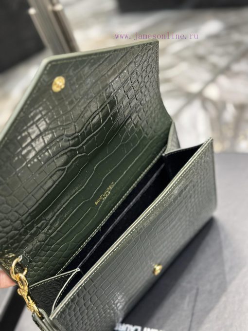 Yves Saint Laurent Bags NEW new colorMONOGRAM Crocodile Pattern HandbagEquipped with a detachable wrist strap, high- fnai93i9 - Image 9