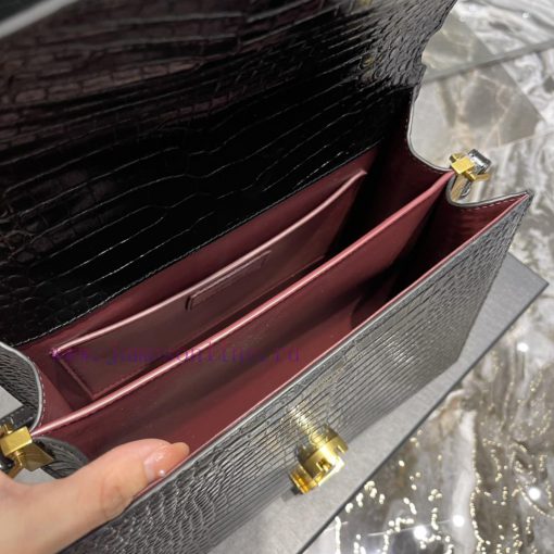 Yves Saint Laurent Bags 𝑪𝑨𝑺𝑺𝑨𝑵𝑫𝑹𝑨 _ briefcaseImported cowhide from Italy, paired with high-end crocodile embossed pa jie60ys6 - Image 9
