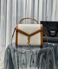 Yves Saint Laurent Bags CASSANDRA's arrival linen bag is paired with a top layer cowhide briefcase, and the splicing 24glwkci