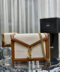 Yves Saint Laurent Bags 𝑪𝑨𝑺𝑺𝑨𝑵𝑫𝑹𝑨 _ Brown with cotton and linenThe latest synchronized CASSANDRA Italian imported co lnsc99y2