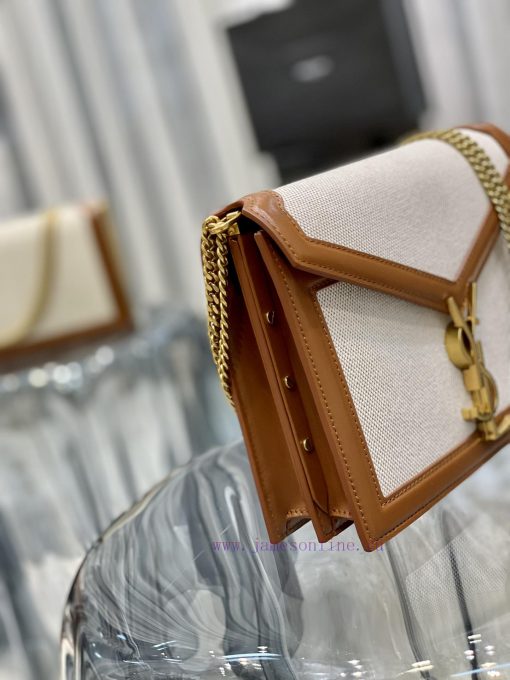 Yves Saint Laurent Bags 𝑪𝑨𝑺𝑺𝑨𝑵𝑫𝑹𝑨 _ Brown with cotton and linenThe latest synchronized CASSANDRA Italian imported co lnsc99y2 - Image 4
