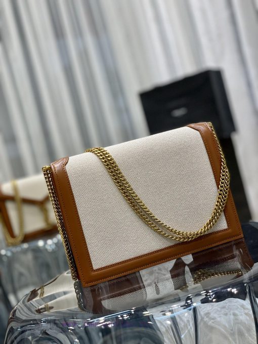 Yves Saint Laurent Bags 𝑪𝑨𝑺𝑺𝑨𝑵𝑫𝑹𝑨 _ Brown with cotton and linenThe latest synchronized CASSANDRA Italian imported co lnsc99y2 - Image 5