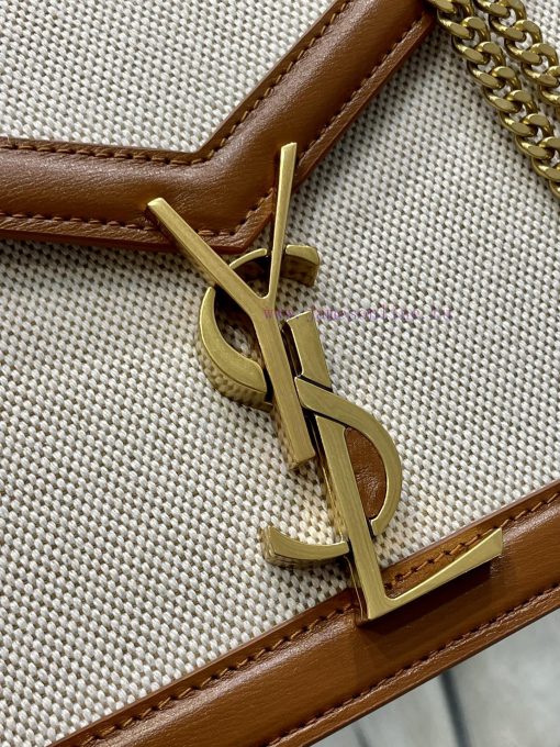 Yves Saint Laurent Bags 𝑪𝑨𝑺𝑺𝑨𝑵𝑫𝑹𝑨 _ Brown with cotton and linenThe latest synchronized CASSANDRA Italian imported co lnsc99y2 - Image 8
