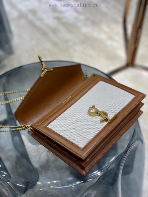 Yves Saint Laurent Bags 𝑪𝑨𝑺𝑺𝑨𝑵𝑫𝑹𝑨 _ Brown with cotton and linenThe latest synchronized CASSANDRA Italian imported co lnsc99y2 - Image 9