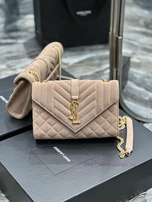 Yves Saint Laurent Bags NEW deep apricot color with gold buckle frosted finishEnvelope Matte SeriesSmall envelope ba co23ydyl