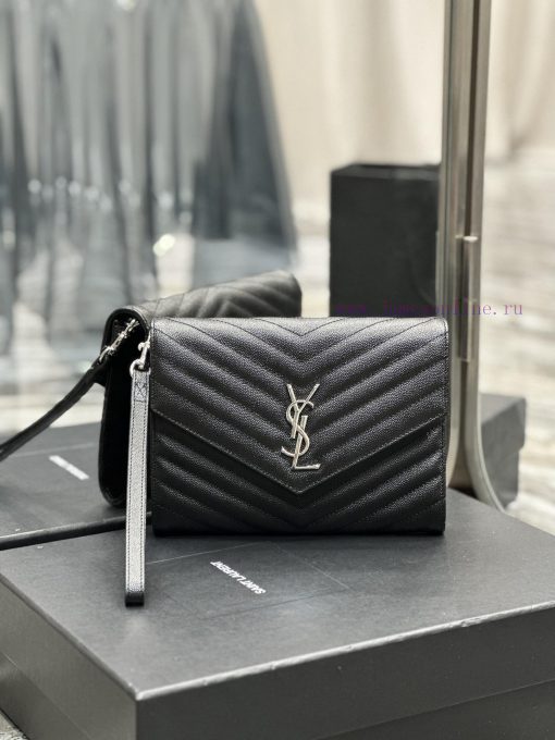 Yves Saint Laurent Bags 𝑴𝑶𝑵𝑶𝑮𝑹𝑨𝑴 _ Caviar handbag, with detachable wrist strap, wear-resistant caviar pattern, 100% ih7dmch2
