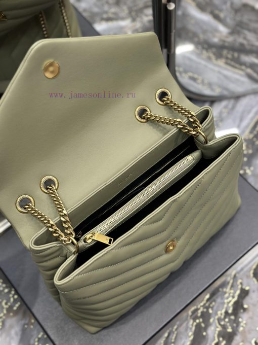 Yves Saint Laurent Bags ▪ 𝑳𝑶𝑼𝑳𝑶𝑼 New colorAvocado green with gold buckle_The latest upgraded version of LOULOU Medi wrssx60g - Image 10