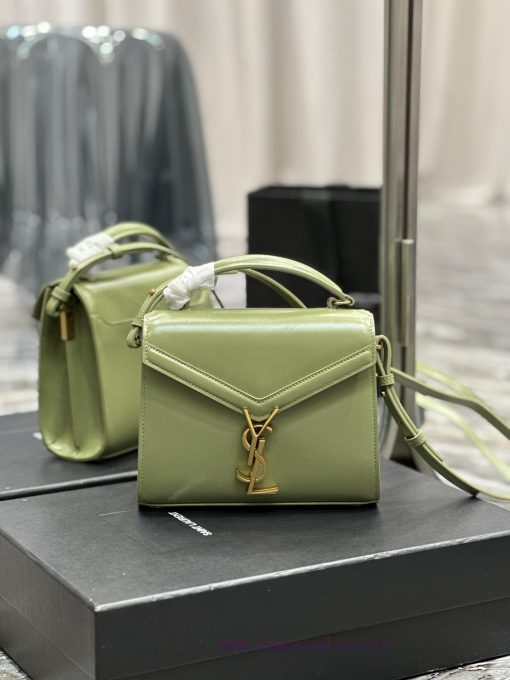 Yves Saint Laurent Bags NEWAvocado green gold buckle toothpick pattern_The other design of the CASSANDRA mini handba v0nzhgg7 - Image 2