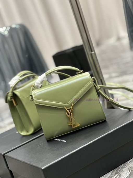 Yves Saint Laurent Bags NEWAvocado green gold buckle toothpick pattern_The other design of the CASSANDRA mini handba v0nzhgg7 - Image 3