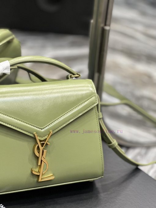 Yves Saint Laurent Bags NEWAvocado green gold buckle toothpick pattern_The other design of the CASSANDRA mini handba v0nzhgg7 - Image 5