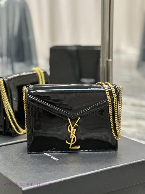 Yves Saint Laurent Bags NEW Black Lacquer Gold Buckle_CASSANDRA_The latest synchronized CASSANDRA bag is made of imp rw5gqcfx