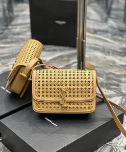 Yves Saint Laurent Bags 𝑺𝑶𝑳𝑭𝑬𝑹𝑰𝑵𝑶 𝑩𝑶𝑿 Apricot bamboo weaving with cowhide 2cmMust be popular, it conquered the entir 54oghnwg