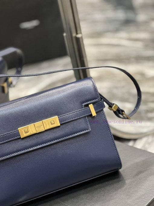 Yves Saint Laurent Bags 𝙈𝙖𝙣𝙝𝙖𝙩𝙖𝙣𝟮𝟰𝙘𝙢 Blue_Synchronized with the new Manhattan baguette bag, small size 24cm, newly a 12vs1l00 - Image 5
