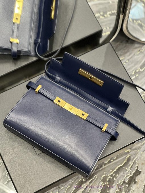 Yves Saint Laurent Bags 𝙈𝙖𝙣𝙝𝙖𝙩𝙖𝙣𝟮𝟰𝙘𝙢 Blue_Synchronized with the new Manhattan baguette bag, small size 24cm, newly a 12vs1l00 - Image 9