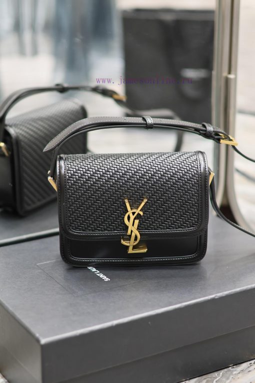 Yves Saint Laurent Bags 𝑺𝑶𝑳𝑭𝑬𝑹𝑰𝑵𝑶 𝑩𝑶𝑿 Black woven gold buckle_19cmMust be popular, it conquered the entire fashion c q9akd6rb