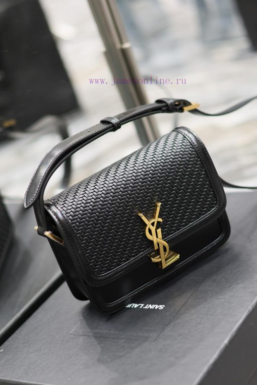 Yves Saint Laurent Bags 𝑺𝑶𝑳𝑭𝑬𝑹𝑰𝑵𝑶 𝑩𝑶𝑿 Black woven gold buckle_19cmMust be popular, it conquered the entire fashion c q9akd6rb - Image 4