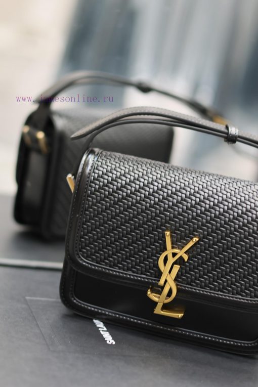 Yves Saint Laurent Bags 𝑺𝑶𝑳𝑭𝑬𝑹𝑰𝑵𝑶 𝑩𝑶𝑿 Black woven gold buckle_19cmMust be popular, it conquered the entire fashion c q9akd6rb - Image 5