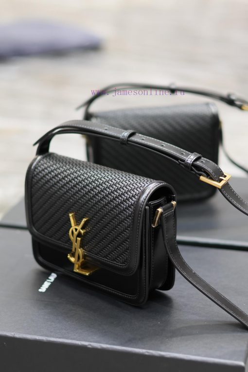 Yves Saint Laurent Bags 𝑺𝑶𝑳𝑭𝑬𝑹𝑰𝑵𝑶 𝑩𝑶𝑿 Black woven gold buckle_19cmMust be popular, it conquered the entire fashion c q9akd6rb - Image 6